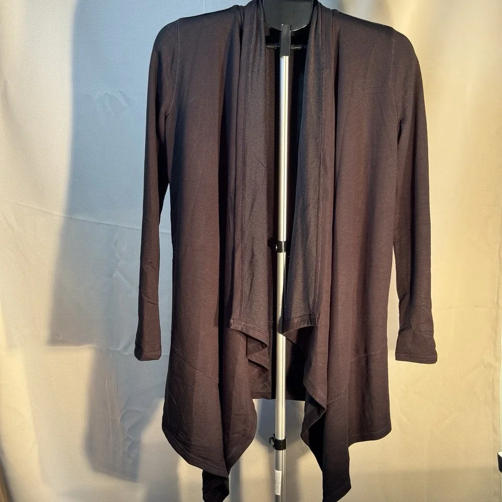 Lauren Ralph Lauren Women's Small‎ Open Front Cardigan Black Draped Lightweight
